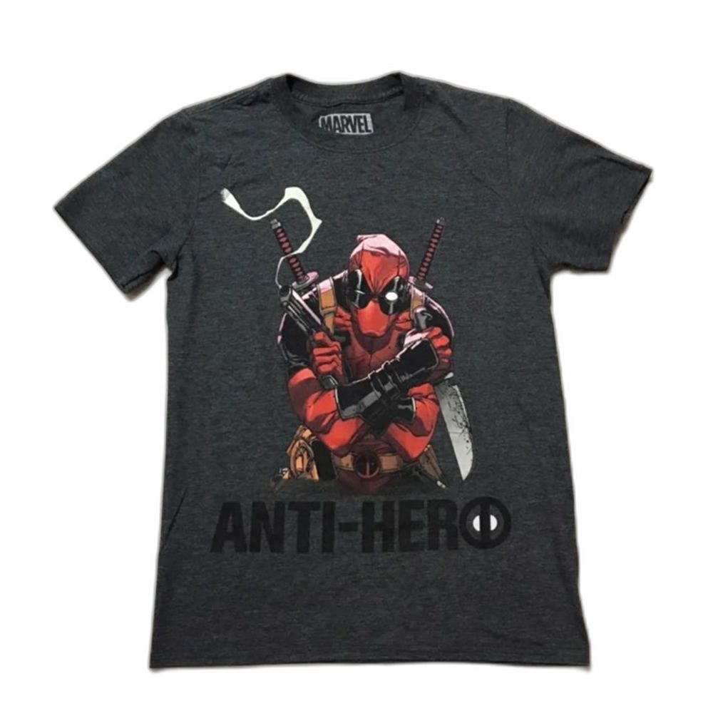 Marvel Deadpool Graphic Tee Size Small Gray